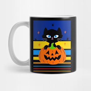 HAPPY Halloween Black Cat In Pumpkin Mug